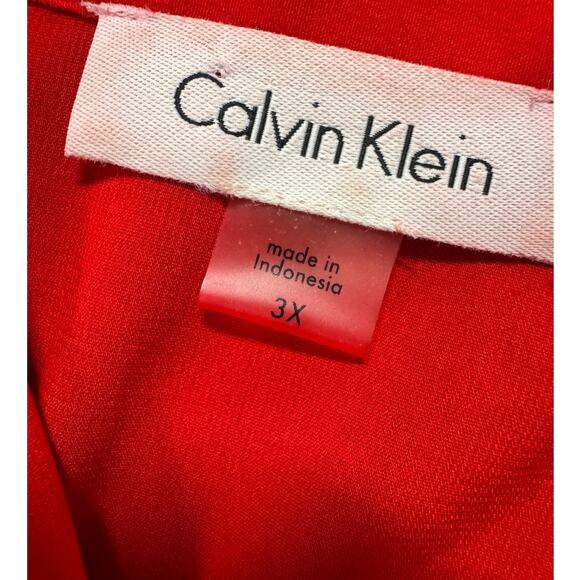Calvin Klein Womens Plus Size 3X Red Sleeveless Blouse Tie Neckline - Picture 2 of 9